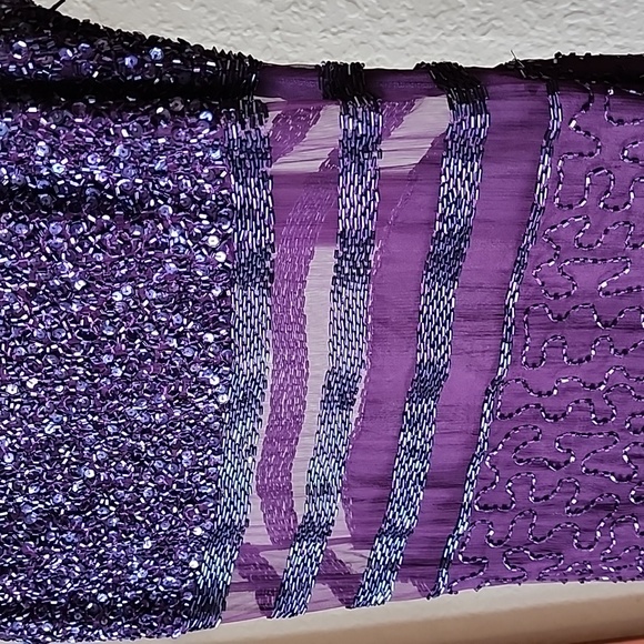 Laurence Kazar Gown 100% Silk Dress size PS plum color beaded VINTAGE - Picture 6 of 17